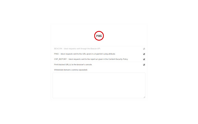 Ping Blocker from Chrome web store to be run with OffiDocs Chromium online Ping Blocker from Chrome web store to be run with OffiDocs Chromium online