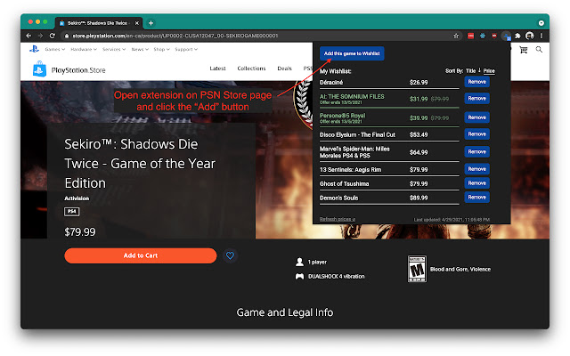 PlayStation Store Wishlist from Chrome web store to be run with OffiDocs Chromium online PlayStation Store Wishlist from Chrome web store to be run with OffiDocs Chromium online