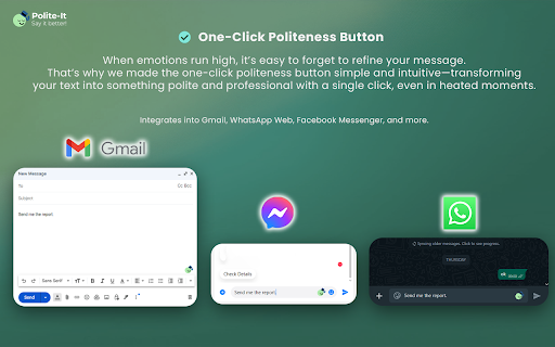Polite It from Chrome web store to be run with OffiDocs Chromium online Polite It from Chrome web store to be run with OffiDocs Chromium online