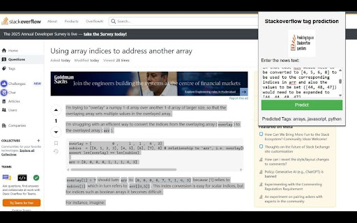 Predicting tags on Stackoverflow questions from Chrome web store to be run with OffiDocs Chromium online Predicting tags on Stackoverflow questions from Chrome web store to be run with OffiDocs Chromium online