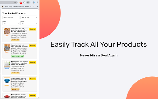 Price Watcher for Amazon, Temu, eBay, Etsy, and more from Chrome web store to be run with OffiDocs Chromium online Price Watcher for Amazon, Temu, eBay, Etsy, and more from Chrome web store to be run with OffiDocs Chromium online