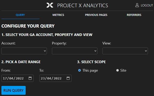 Project X Analytics from Chrome web store to be run with OffiDocs Chromium online Project X Analytics from Chrome web store to be run with OffiDocs Chromium online