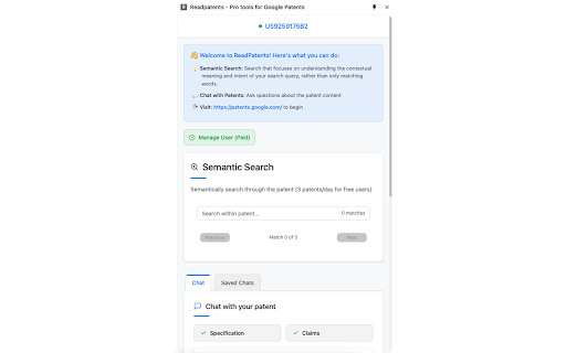 Pro Tools for Google Patents by Readpatents from Chrome web store to be run with OffiDocs Chromium online Pro Tools for Google Patents by Readpatents from Chrome web store to be run with OffiDocs Chromium online