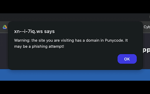 Punycode Warning from Chrome web store to be run with OffiDocs Chromium online Punycode Warning from Chrome web store to be run with OffiDocs Chromium online