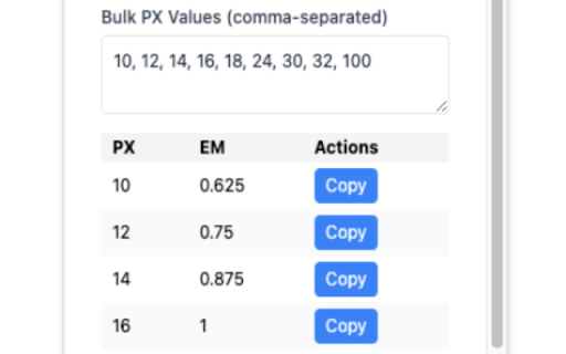 PX EM Converter from Chrome web store to be run with OffiDocs Chromium online PX EM Converter from Chrome web store to be run with OffiDocs Chromium online