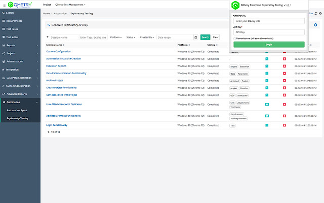 QMetry Test Management Exploratory Testing from Chrome web store to be run with OffiDocs Chromium online QMetry Test Management Exploratory Testing from Chrome web store to be run with OffiDocs Chromium online