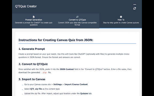 QTIQuiz Creator from Chrome web store to be run with OffiDocs Chromium online QTIQuiz Creator from Chrome web store to be run with OffiDocs Chromium online