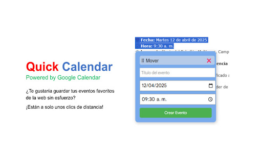QuickCalendar – Powered by Google Calendar from Chrome web store to be run with OffiDocs Chromium online QuickCalendar – Powered by Google Calendar from Chrome web store to be run with OffiDocs Chromium online