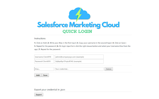 QuickLogInSFMC from Chrome web store to be run with OffiDocs Chromium online QuickLogInSFMC from Chrome web store to be run with OffiDocs Chromium online