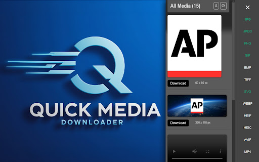 Quick Media Downloader from Chrome web store to be run with OffiDocs Chromium online Quick Media Downloader from Chrome web store to be run with OffiDocs Chromium online