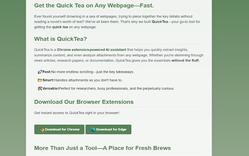 Quick Tea from Chrome web store to be run with OffiDocs Chromium online Quick Tea from Chrome web store to be run with OffiDocs Chromium online