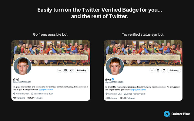 Quitter Blue from Chrome web store to be run with OffiDocs Chromium online Quitter Blue from Chrome web store to be run with OffiDocs Chromium online