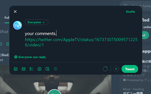 Quote Video for X/Twitter from Chrome web store to be run with OffiDocs Chromium online Quote Video for X/Twitter from Chrome web store to be run with OffiDocs Chromium online