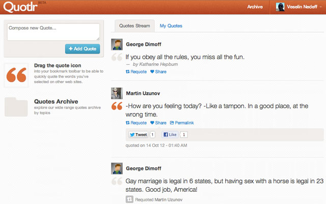 Quotlr Social Quotes from Chrome web store to be run with OffiDocs Chromium online Quotlr Social Quotes from Chrome web store to be run with OffiDocs Chromium online