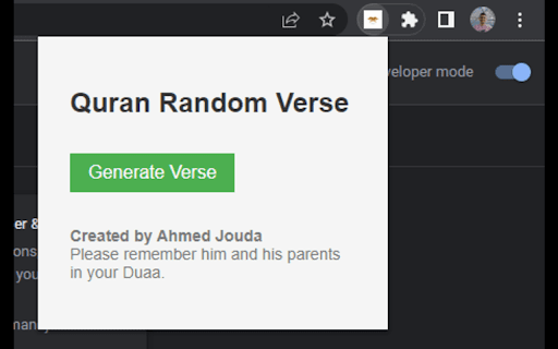 Quran Random Verse from Chrome web store to be run with OffiDocs Chromium online Quran Random Verse from Chrome web store to be run with OffiDocs Chromium online