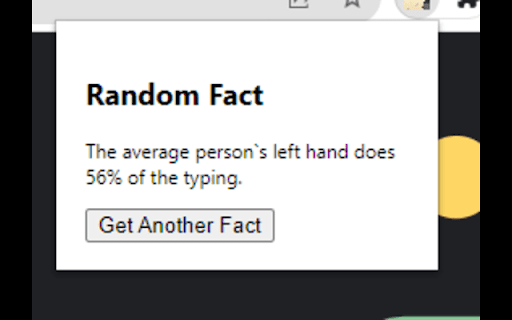 Random Facts Extension from Chrome web store to be run with OffiDocs Chromium online Random Facts Extension from Chrome web store to be run with OffiDocs Chromium online