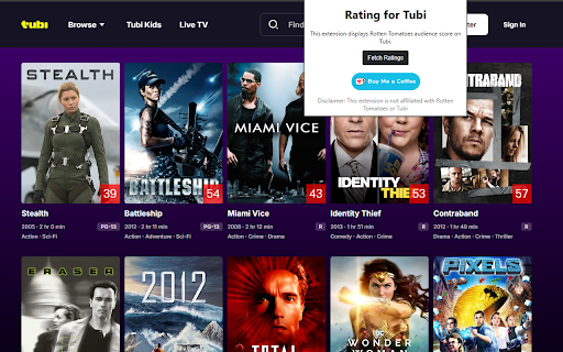 Rating for Tubi from Chrome web store to be run with OffiDocs Chromium online Rating for Tubi from Chrome web store to be run with OffiDocs Chromium online