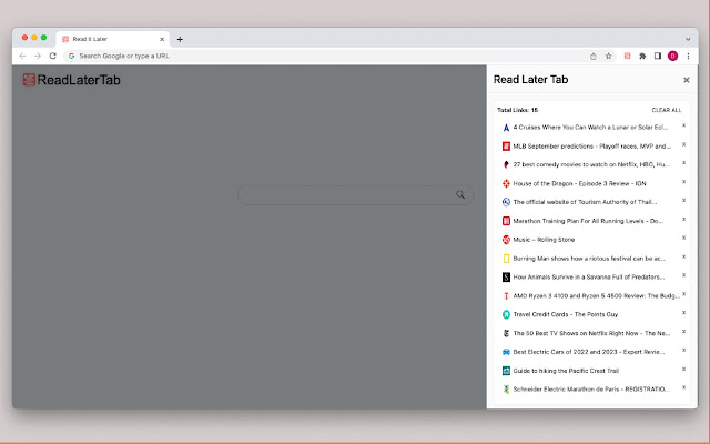 Read It Later New Tab from Chrome web store to be run with OffiDocs Chromium online Read It Later New Tab from Chrome web store to be run with OffiDocs Chromium online