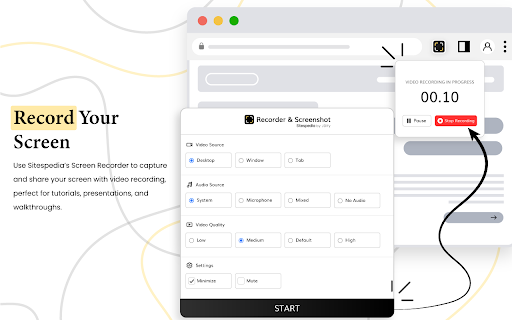 Recorder Screenshot | Sitespedia Screen Video Recorder Screenshot from Chrome web store to be run with OffiDocs Chromium online Recorder Screenshot | Sitespedia Screen Video Recorder Screenshot from Chrome web store to be run with OffiDocs Chromium online