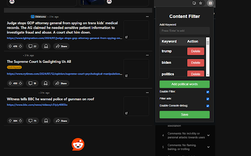 Reddit Keyword Filter from Chrome web store to be run with OffiDocs Chromium online Reddit Keyword Filter from Chrome web store to be run with OffiDocs Chromium online