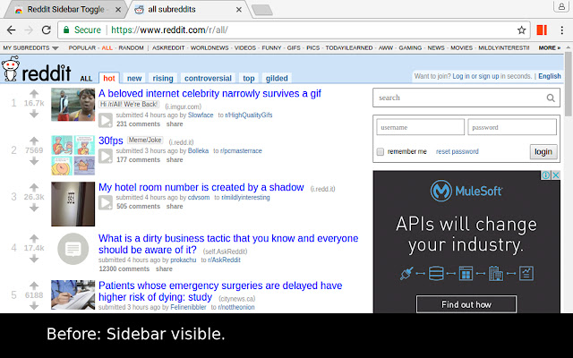 Reddit Sidebar Toggle from Chrome web store to be run with OffiDocs Chromium online Reddit Sidebar Toggle from Chrome web store to be run with OffiDocs Chromium online
