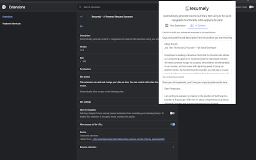 Resumely AI Powered Resume Summary from Chrome web store to be run with OffiDocs Chromium online Resumely AI Powered Resume Summary from Chrome web store to be run with OffiDocs Chromium online