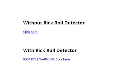 Rick Roll Detector from Chrome web store to be run with OffiDocs Chromium online Rick Roll Detector from Chrome web store to be run with OffiDocs Chromium online