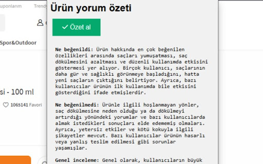 Ürün yorum özeti from Chrome web store to be run with OffiDocs Chromium online Ürün yorum özeti from Chrome web store to be run with OffiDocs Chromium online