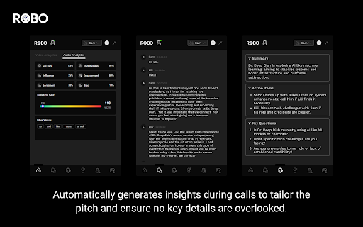 ROBO: AI Powered Sales Intelligence Real Time Coaching from Chrome web store to be run with OffiDocs Chromium online ROBO: AI Powered Sales Intelligence Real Time Coaching from Chrome web store to be run with OffiDocs Chromium online