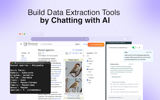 Robomonkey: Build Extensions with AI from Chrome web store to be run with OffiDocs Chromium online Robomonkey: Build Extensions with AI from Chrome web store to be run with OffiDocs Chromium online