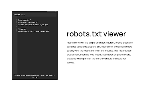 robots.txt viewer from Chrome web store to be run with OffiDocs Chromium online robots.txt viewer from Chrome web store to be run with OffiDocs Chromium online