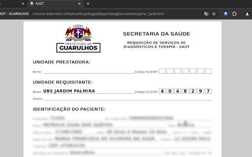 SADT GUARULHOS from Chrome web store to be run with OffiDocs Chromium online SADT GUARULHOS from Chrome web store to be run with OffiDocs Chromium online
