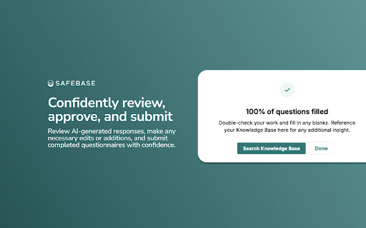 SafeBase Security Questionnaire Plugin from Chrome web store to be run with OffiDocs Chromium online SafeBase Security Questionnaire Plugin from Chrome web store to be run with OffiDocs Chromium online