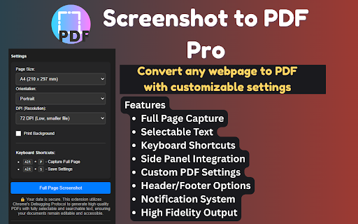Screenshot to PDF Pro Full Page Converter from Chrome web store to be run with OffiDocs Chromium online Screenshot to PDF Pro Full Page Converter from Chrome web store to be run with OffiDocs Chromium online