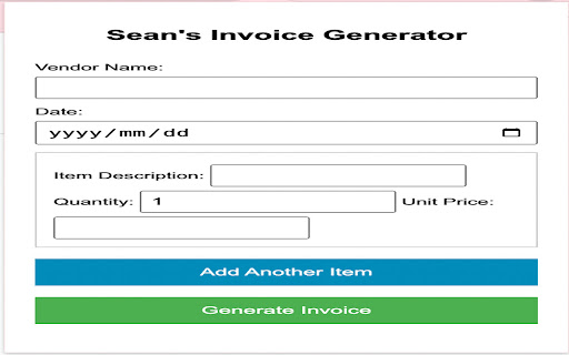 Seans Invoice Generator from Chrome web store to be run with OffiDocs Chromium online Seans Invoice Generator from Chrome web store to be run with OffiDocs Chromium online