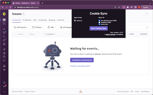 Sentry Cookie Sync from Chrome web store to be run with OffiDocs Chromium online Sentry Cookie Sync from Chrome web store to be run with OffiDocs Chromium online
