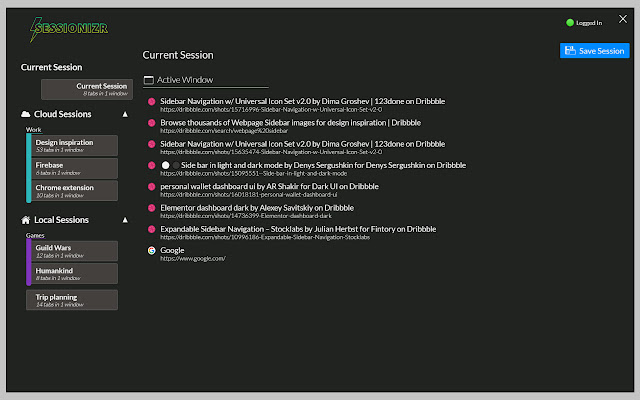 Sessionizr from Chrome web store to be run with OffiDocs Chromium online Sessionizr from Chrome web store to be run with OffiDocs Chromium online