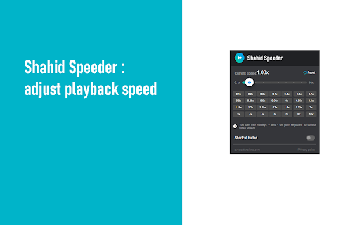 Shahid Speeder: adjust playback speed from Chrome web store to be run with OffiDocs Chromium online Shahid Speeder: adjust playback speed from Chrome web store to be run with OffiDocs Chromium online