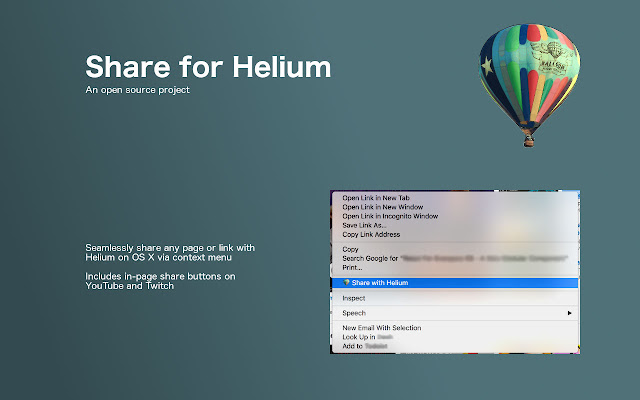 Share for Helium from Chrome web store to be run with OffiDocs Chromium online Share for Helium from Chrome web store to be run with OffiDocs Chromium online