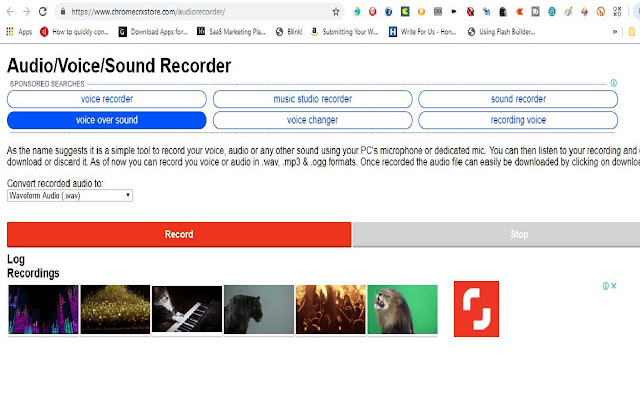 Simple Audio Voice Sound Recorder from Chrome web store to be run with OffiDocs Chromium online Simple Audio Voice Sound Recorder from Chrome web store to be run with OffiDocs Chromium online