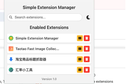 Simple Extension Manager from Chrome web store to be run with OffiDocs Chromium online Simple Extension Manager from Chrome web store to be run with OffiDocs Chromium online