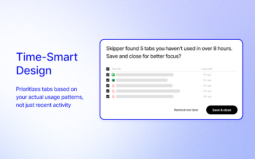 Skipper Tab management that works with ADHD brains from Chrome web store to be run with OffiDocs Chromium online Skipper Tab management that works with ADHD brains from Chrome web store to be run with OffiDocs Chromium online