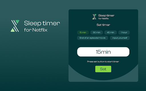 Sleep timer for Netflix from Chrome web store to be run with OffiDocs Chromium online Sleep timer for Netflix from Chrome web store to be run with OffiDocs Chromium online