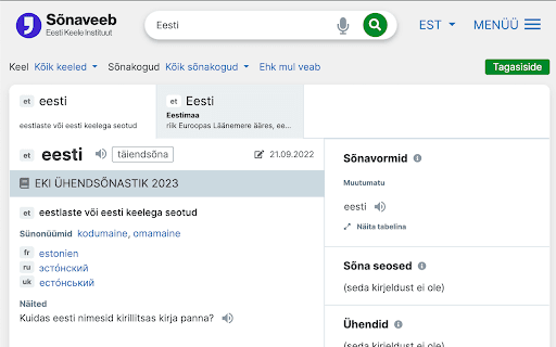 Sõnaveeb.ee Otsing Kontekstimenüüs from Chrome web store to be run with OffiDocs Chromium online Sõnaveeb.ee Otsing Kontekstimenüüs from Chrome web store to be run with OffiDocs Chromium online