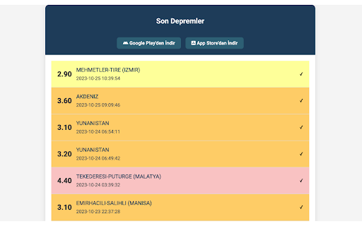 Son Depremler from Chrome web store to be run with OffiDocs Chromium online Son Depremler from Chrome web store to be run with OffiDocs Chromium online