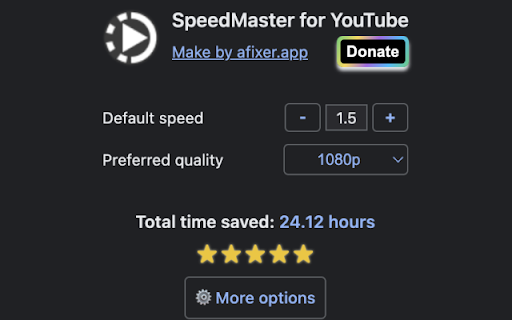 Speed Master for YouTube Video from Chrome web store to be run with OffiDocs Chromium online Speed Master for YouTube Video from Chrome web store to be run with OffiDocs Chromium online