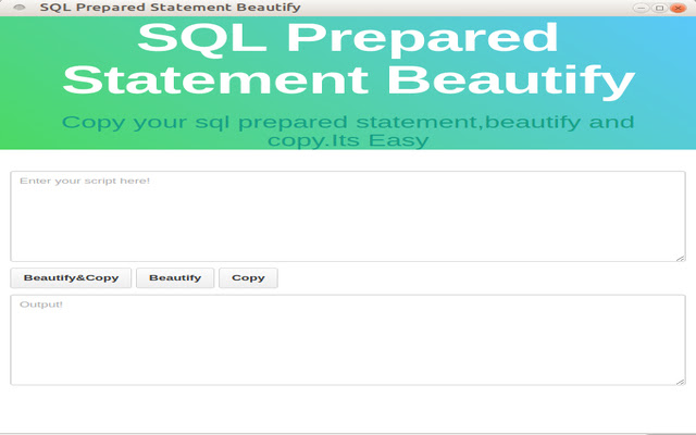 SQLPrepareStatementPertify from Chrome web store to be run with OffiDocs Chromium online SQLPrepareStatementPertify from Chrome web store to be run with OffiDocs Chromium online