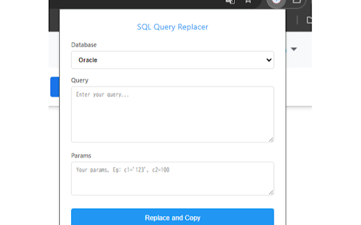 SQL Query Replacer from Chrome web store to be run with OffiDocs Chromium online SQL Query Replacer from Chrome web store to be run with OffiDocs Chromium online