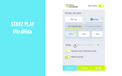 STARZ PLAY UltraWide: custom fullscreen ratios from Chrome web store to be run with OffiDocs Chromium online STARZ PLAY UltraWide: custom fullscreen ratios from Chrome web store to be run with OffiDocs Chromium online