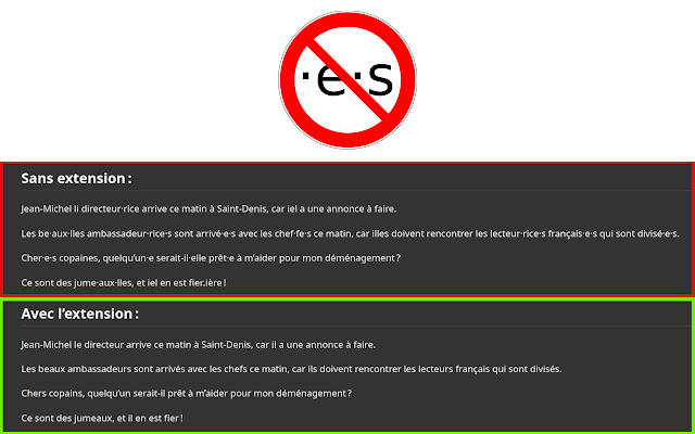 Stop écriture inclusive from Chrome web store to be run with OffiDocs Chromium online Stop écriture inclusive from Chrome web store to be run with OffiDocs Chromium online